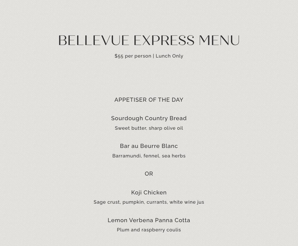 Barramundi or Koji Chicken 3-Course Lunch