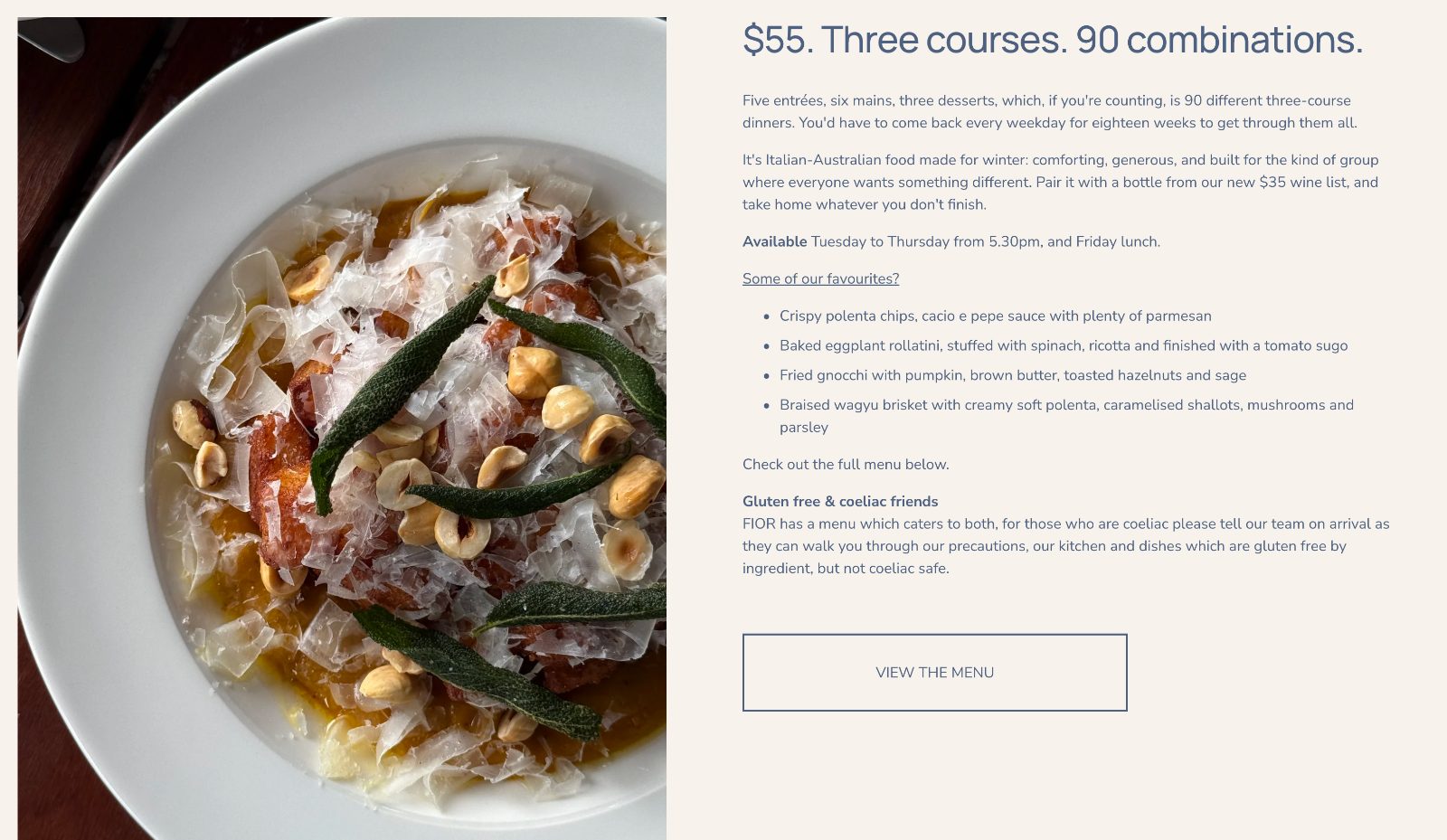 Three-course lunch (Tue, Thu and Fri)